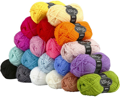 Creativ Company Fantasia Acrylgarn, L: 80 m, verschiedene Farben, 20x50 g 1 Box