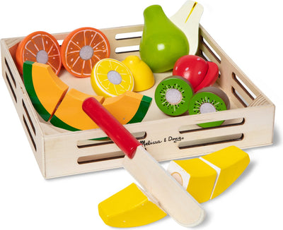 Melissa Doug Set mit schneidbaren Früchten – das Original (Spielnahrung aus Holz, Holzkiste, 17 Spielteile, tolles Geschenk für Mädchen und Jungen – ideal für Kinder im Alter von 3, 4 und 5 Jahren)