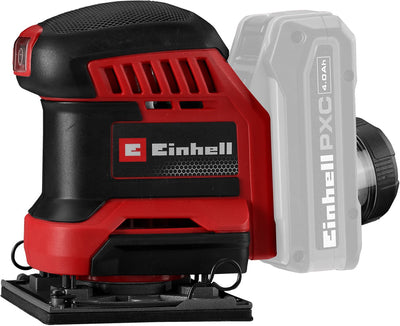 Einhell Akku-Exzenterschleifer Te-OS 18 113 Li Solo – Power X-Change – 18 V Li-Ion – Schleiffläche: 113 x 101 mm – inkl. 2 Blatt Schleifpapier - exkl. Akku und Ladegerät
