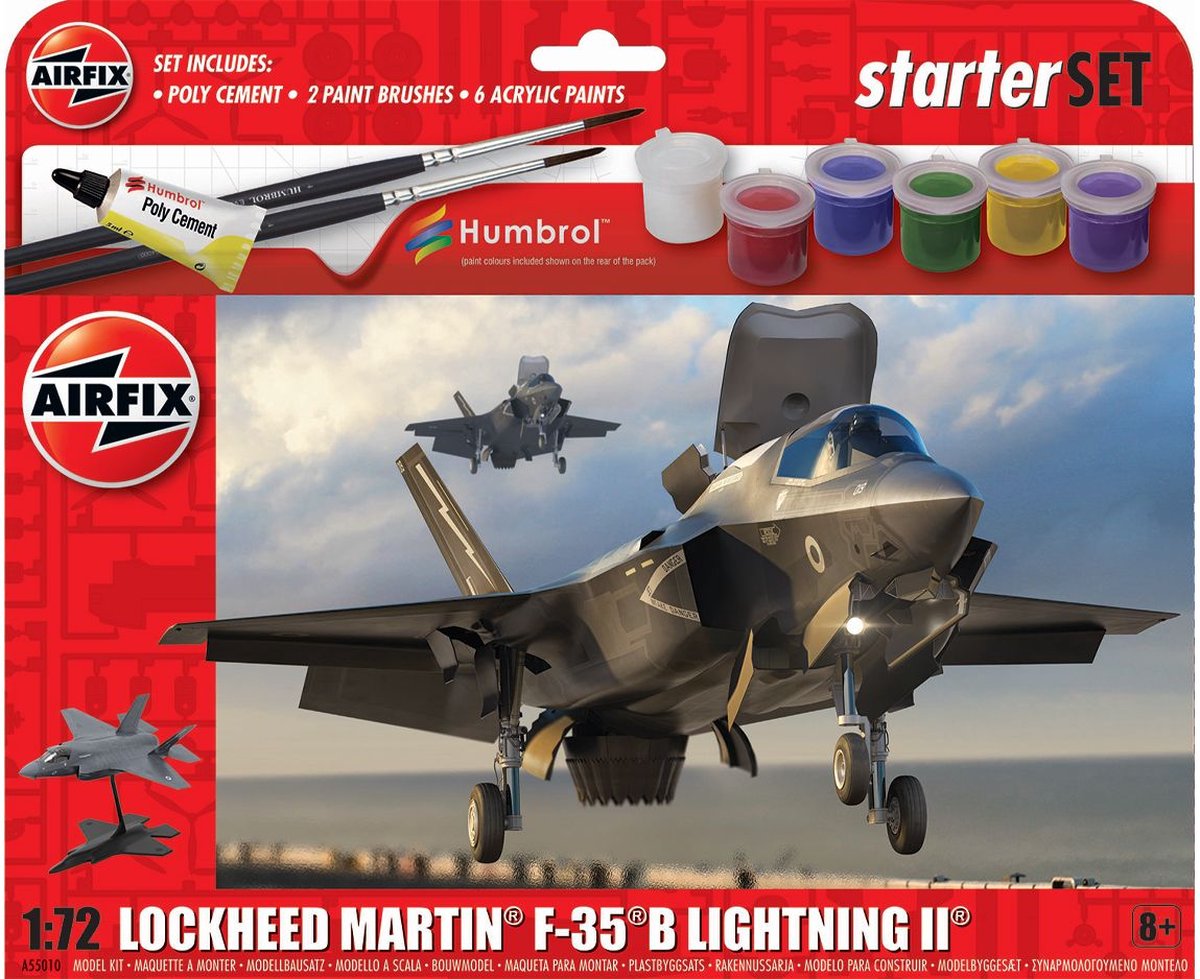 Airfix Modellbausatz Militärfahrzeuge – 55010 Lockheed Martin F-35b Lightning II – Starterset Kunststoff – 1:72 – Modellbau