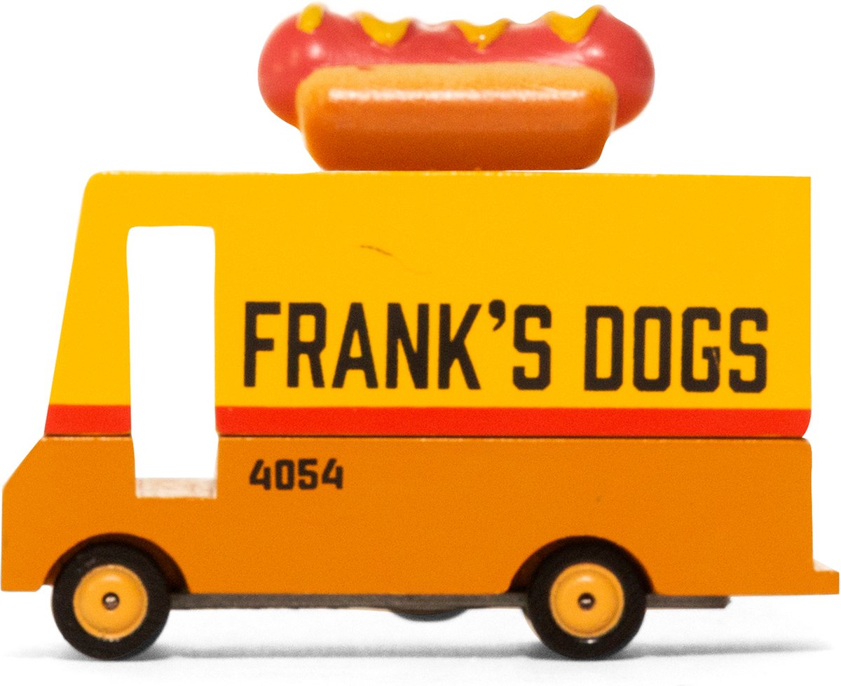 Candylab Toys Candy Car Vans: Hot Dog Van (F171) 8,4 x 4,1 x 6,5 cm, Holzdruckguss, in Geschenkbox, 3+