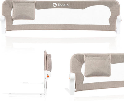 Lionelo Eva-Bettgitter – Sicherheitsbarriere bis 27 kg – 180° faltbar – 150 cm breit – robuster Aluminiumrahmen – sicherer Gurtstandsichere Blockade – für Kinder von 18 Monaten bis 5 Jahren