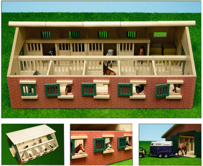 Kids Globe Globe Horse Stall Holz mit 9 Pferdekisten 1:32