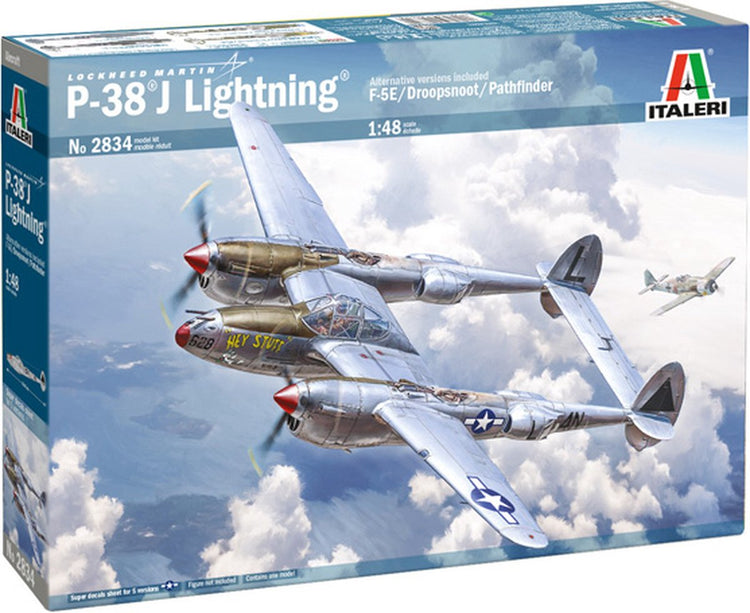 Italeri Modellbausatz Flugzeug – 2834 Lockheed P-38J Lightning – Propellerflugzeug aus Kunststoff – 1:48 – Modellbau