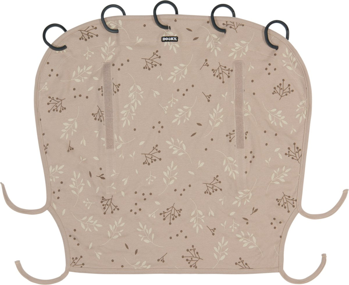 Dooky Universalbezug Sonnenschutz Kinderwagen – UV-Schutz für Ihr Kind – Sonnentuch Buggy – Romantische Blätter Beige