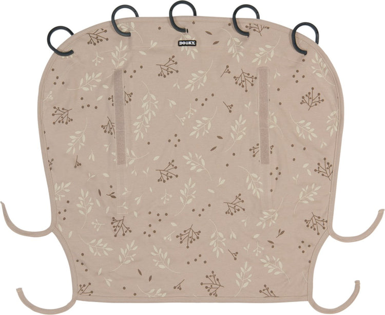 Dooky Universalbezug Sonnenschutz Kinderwagen – UV-Schutz für Ihr Kind – Sonnentuch Buggy – Romantische Blätter Beige