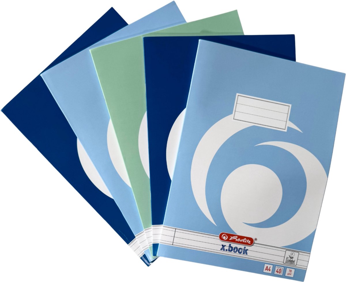 Herlitz Notizbücher - A4 - Line - 40 Blatt - sortiert - 5 Stück