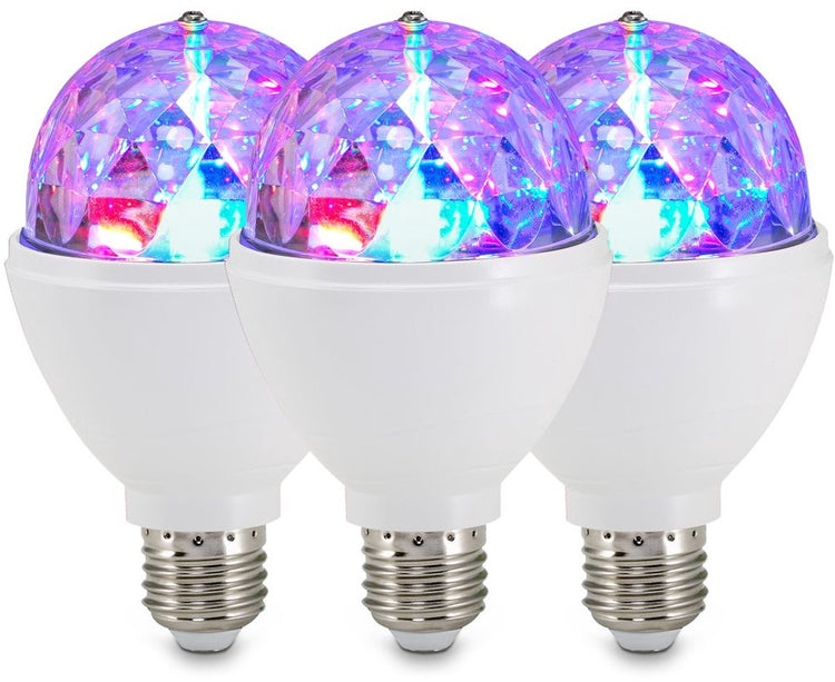 B.k.licht briloner Discoleuchte – Set mit 3 LED-Lichtquellen – LED-Lampe – RGB mit Farbwechsel – drehbar – Lichteffekt – E27-Fassung – 3 W – 12,9 x 7,3 cm