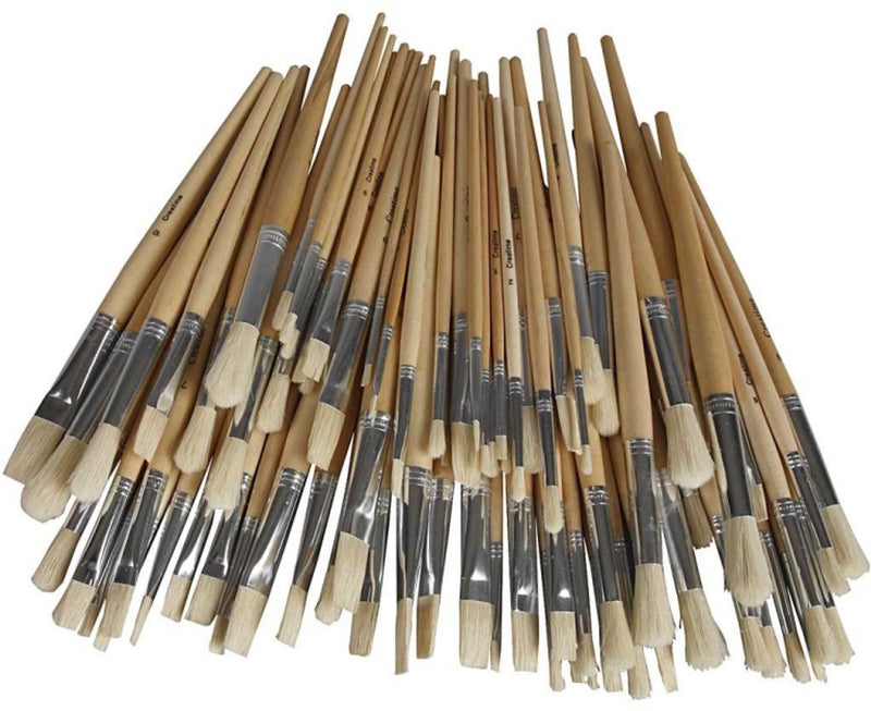 Creativ Company Nature Line Pinsel, Größe 1+2+3+4+5+6+7+8+9+10, L: 19,5-23 cm, B: 4-17 mm, flach, rund, 80 Stück 1 Box
