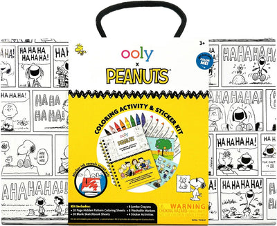 Ooly – x Peanuts – Snoopy Mal- und Aufkleberset – 8 abwaschbare Marker und Buntstifte