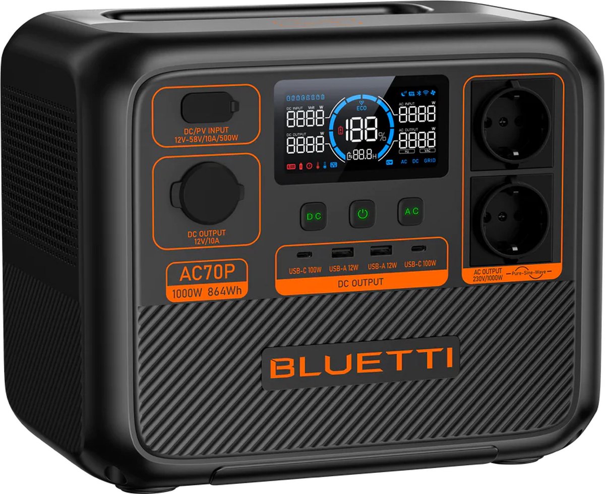 Bluetti eu bluetti ac70p – 1000 W – 864 Wh