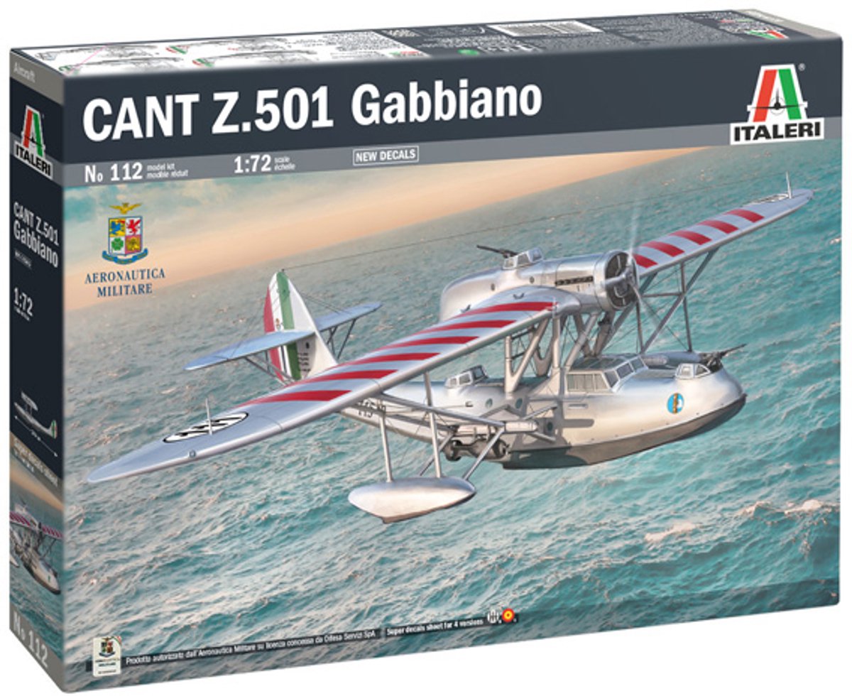 Italeri Modellbausatz Flugzeug - 0112 cant z.501 -gabbiano- - Bomber-Wasserflugzeug aus Kunststoff - 1:72 - Modellbau