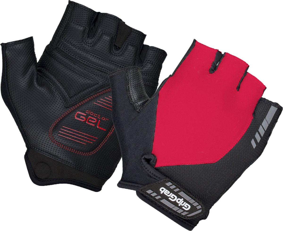 Gripgrab - Progel gepolsterte Kurzfinger-Sommer-Fahrradhandschuhe Fahrradhandschuhe mit Polsterung - Rot - Unisex - Größe M