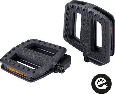 BBB Cycling Fahrradpedale rutschfest – Ergobase-Nylon – E-Bike-zertifiziert – ergonomisch – Fahrradpedale universell: Elektrofahrräder für Lastenräder – Schwarz – flache Pedale – BPD-47