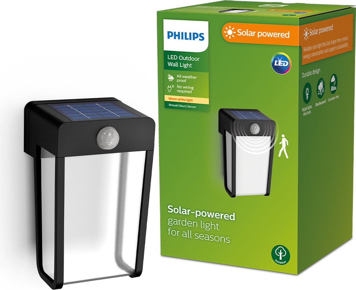 Philips LED Philips Shroud Solar-Wandleuchte – mit klarem Lichtelement