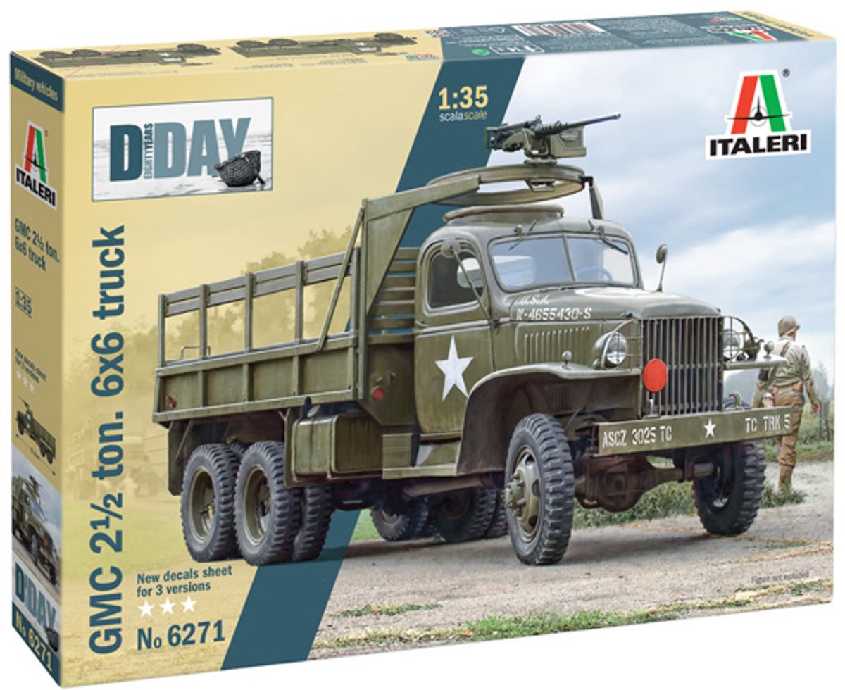 Italeri Modellbausatz Militärfahrzeuge – 6271 GMC 2 1 2 Tonnen. 6x6 LKW -D-Day 80. Jubiläum - Kunststoff - 1:35 - Modellbau