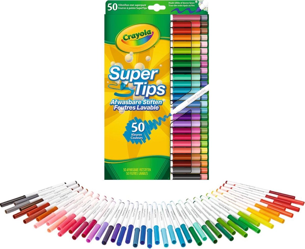 Crayola – Super Tips – Filzstifte – 50 waschbare Filzstifte – für Kinder