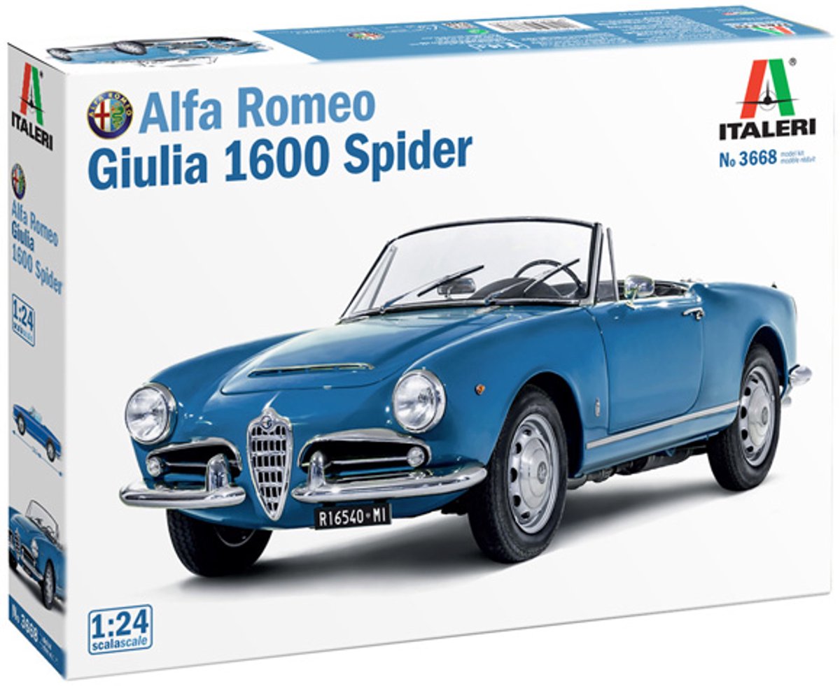 Italeri Modellbausatz Militärfahrzeuge – 3668 Alfa Romeo Giulia 1600 Spider – Auto aus Kunststoff – 1:24 – Modellbau