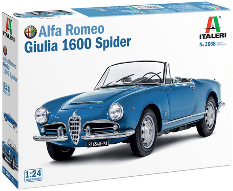 Italeri Modellbausatz Militärfahrzeuge – 3668 Alfa Romeo Giulia 1600 Spider – Auto aus Kunststoff – 1:24 – Modellbau