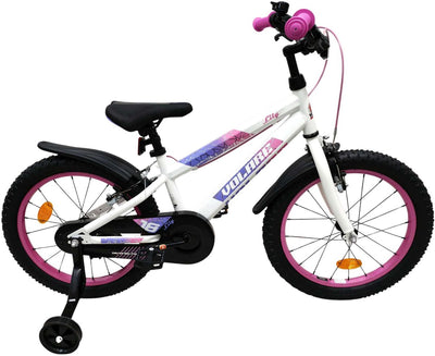 Volare Lily Kinderfahrrad – Mädchen – 18 Zoll – Weiß Rosa Lila – Zwei Handbremsen