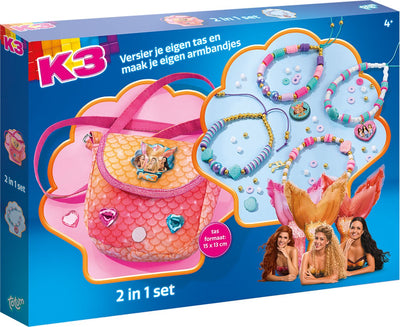 Totum K3 2-in-1 Bastelset Meerjungfrau 4 Armbänder basteln und Handtasche dekorieren 15 x 13 cm 300 Teile Studio 100 kreative Spielzeuge Mädchen Junior Geschenktipp