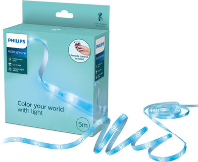 Philips LED-Streifen – 5 m Länge – einfach zuschneidbar – mit 3 m Klebestreifen – RGB