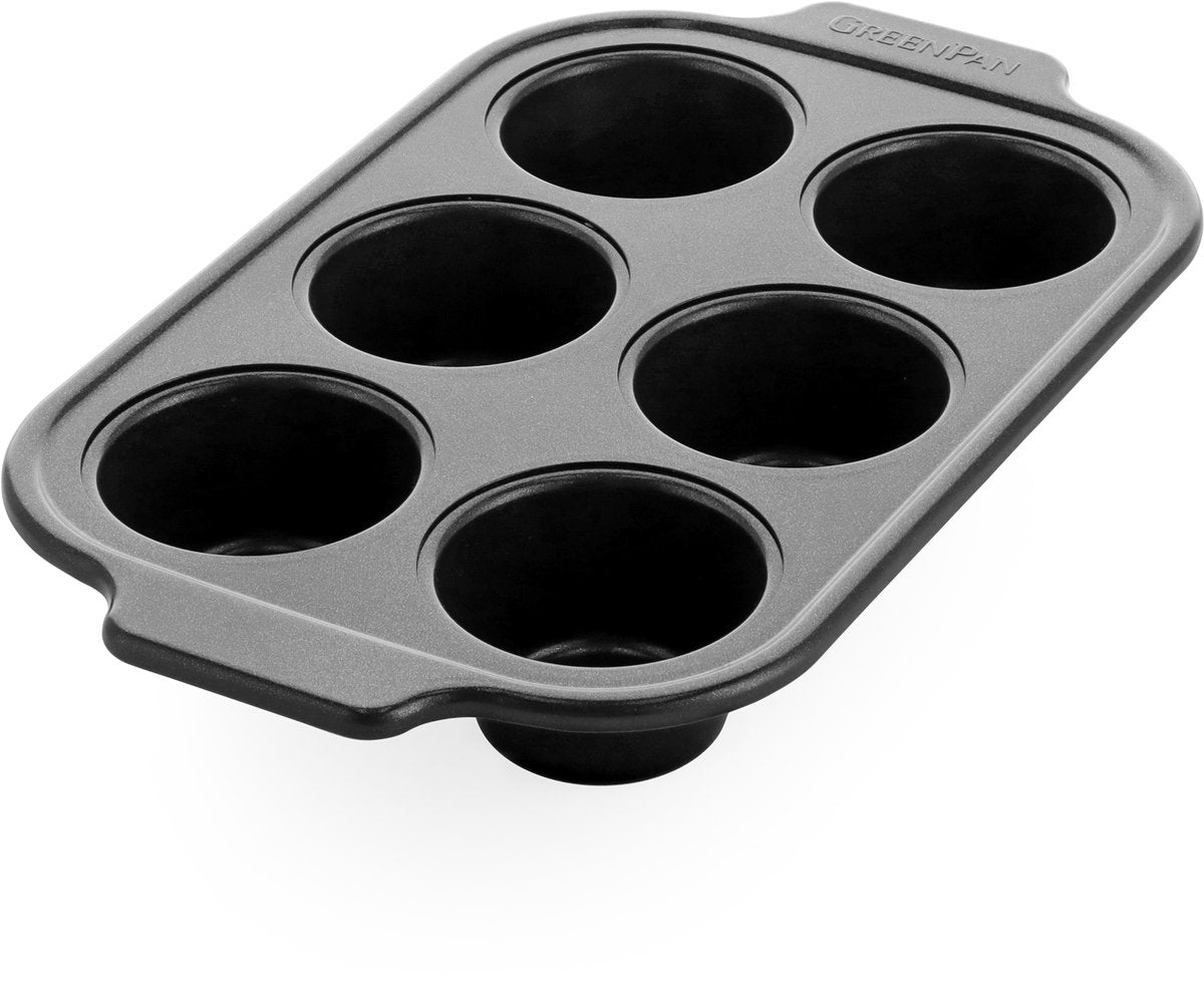 Greenpan Bistro-Muffinform – 6 Muffins – PFAs-freie Antihaftbeschichtung – Backform aus Keramik – ofenfest bis 230 °C – Schwarz