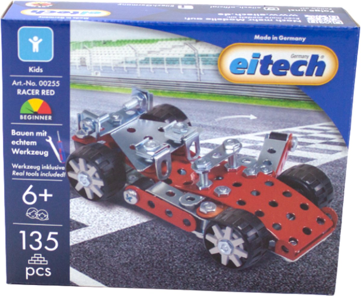 Eitech® Baukasten – DTM Racer rot – 135-teilig – Metallbausatz mit Werkzeug – Konstruktionsspielzeug – ab 6 Jahren