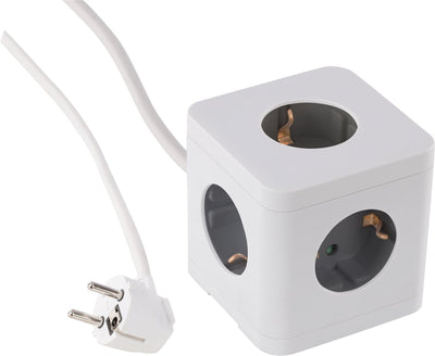Q-Link-Steckdosenleiste - Würfel - 5-fach - geerdet - 3 x 1,5 mm² - 1,5 m - Weißgrau