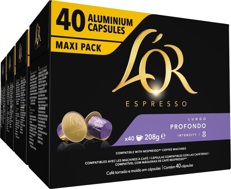 L'or lungo profondo Kaffeetassen - Intensität 8 12 - 4 x 40 Kapseln