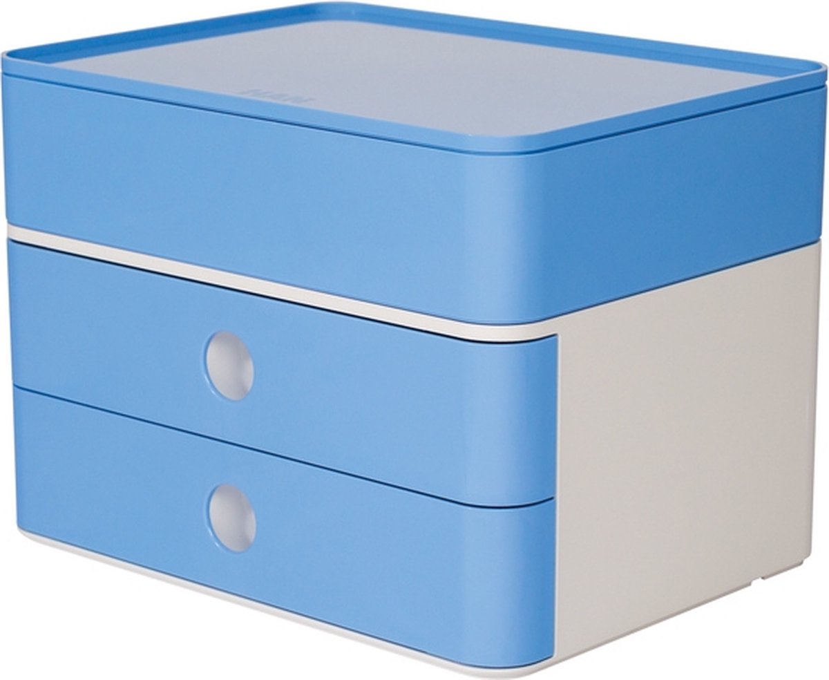 Han Smart-Box Plus – Allison – 2 Schubladen + Box – Weiß Hellblau – HA-1100-84