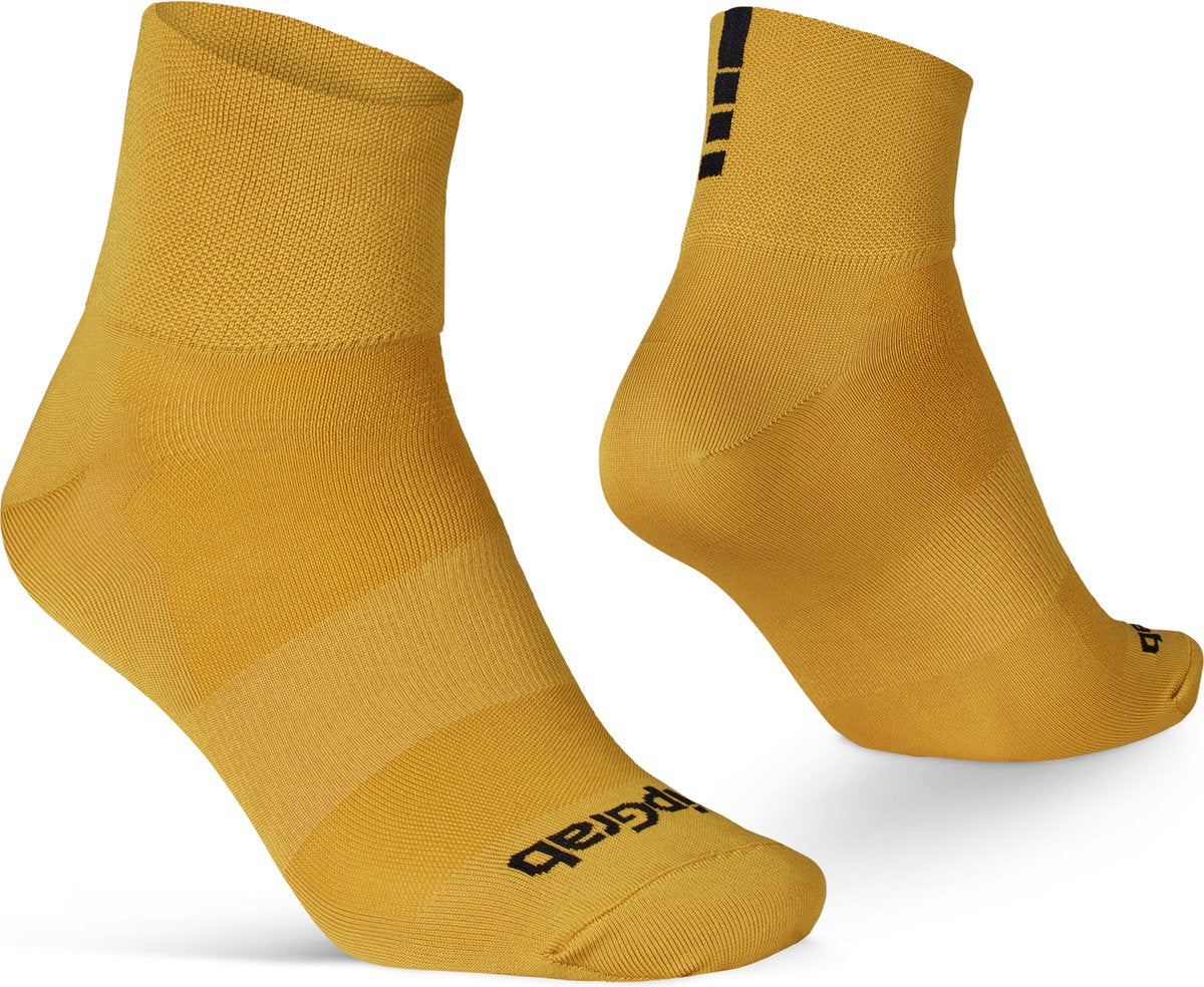 Gripgrab – leichte SL Short Performance Sommer-Radsocken 1 Paar Coolmax-Radsocken Low Cut – Senfgelb – Unisex – Größe L (44-47)
