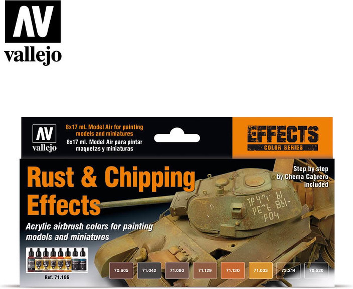 Vallejo val71186 – Model Air Set Rost-Chipping-Effekte – 8 x 17 ml