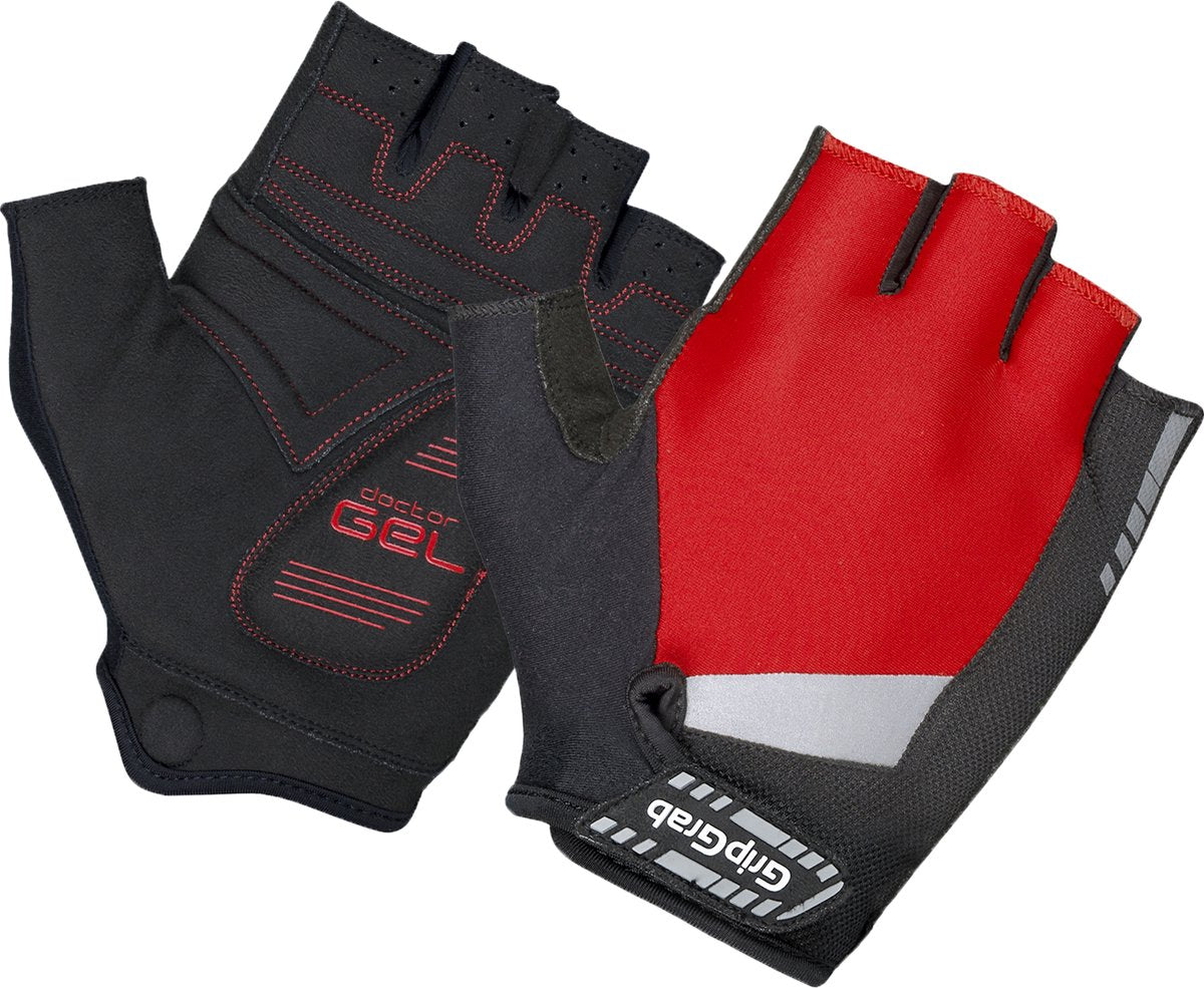 Gripgrab - Supergel gepolsterte Kurzfinger-Sommer-Fahrradhandschuhe Fahrradhandschuhe mit Polsterung - Rot - Unisex - Größe L