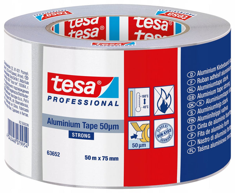 Tesa Professional – selbstklebendes Aluminium-Reparaturband – 50 m – 75 mm – stark