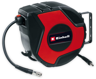 Einhell Druckluft-Schlauchaufroller TC-PH 150 – Schlauchlänge 15 m + 1,5 m Anschlussschlauch – Innendurchmesser des Schlauchs 9 mm – max. Arbeitsdruck 16 bar - inkl. Wandhalterung