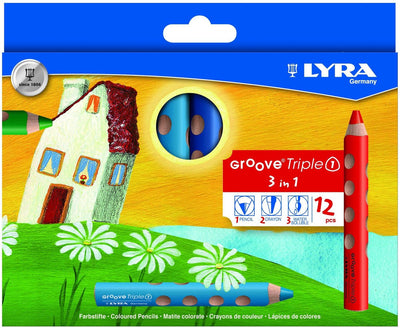 Lyra Groove Triple1 farbige Stifte, L: 12 cm, Füllung 10 mm, verschiedene Farben, 12 Stück 1 Box