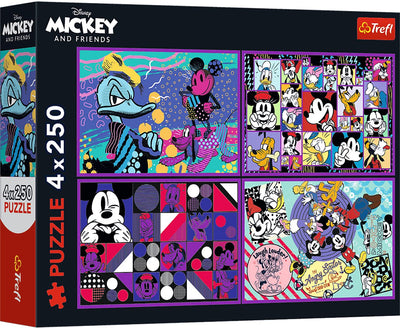 Trefl Puzzle-Set – Mickey-Mouse-Abenteuer – 4 x 250 Teile – Disney.