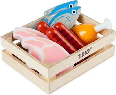 Tidlo -Holzspiele Fleisch und Fisch in Box, 8dlg.