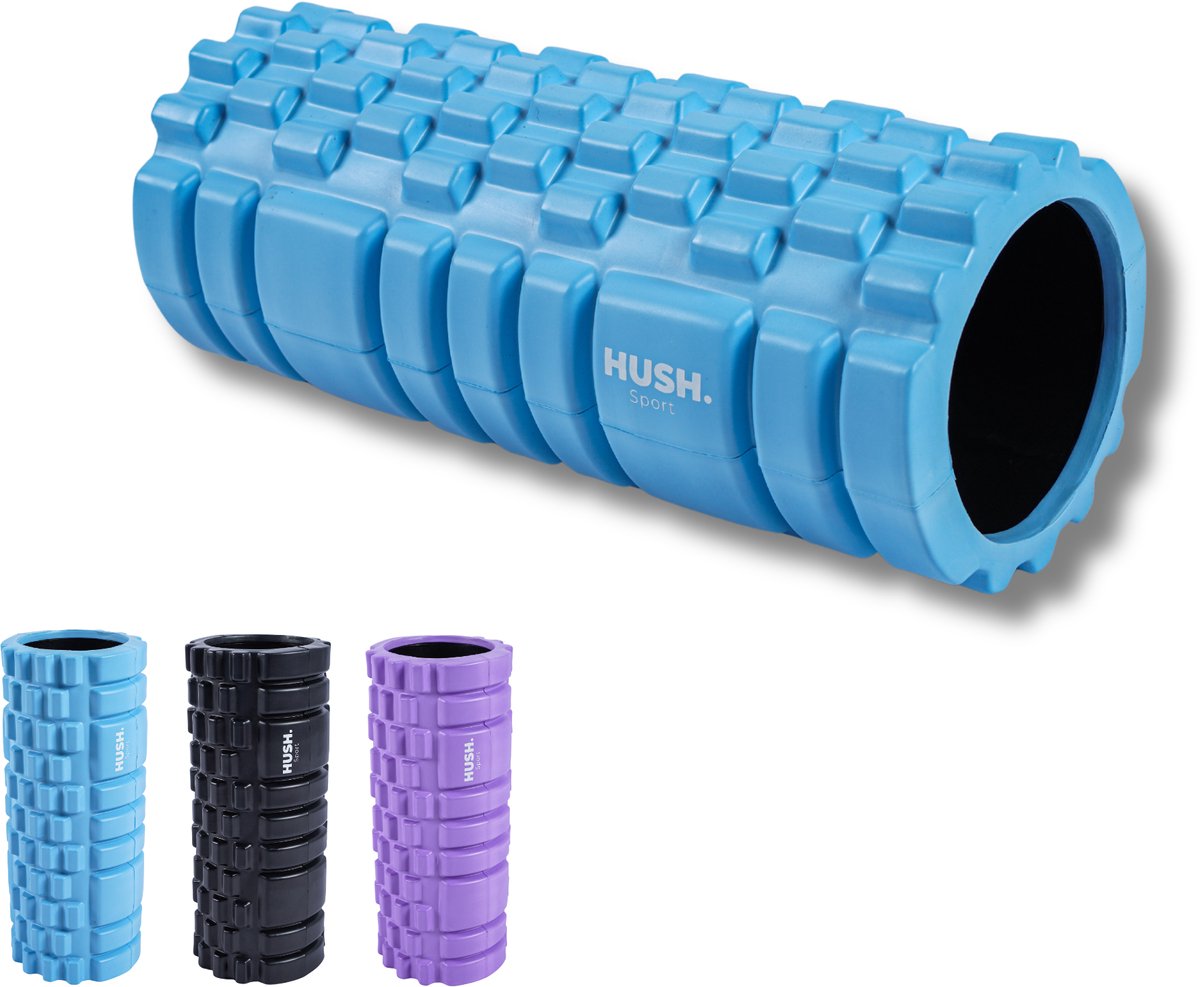 Hush Sport – Schaumstoff-Massagerolle 33 x 14 cm – mit Gittermuster – Triggerpunktmassage zur Muskelregeneration – Eva-Schaum – blau