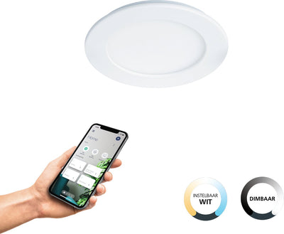 Eglo connect.z fueva-z smarte Einbauleuchte – ø 12 cm – weiß – einstellbares weißes Licht – dimmbar – Zigbee