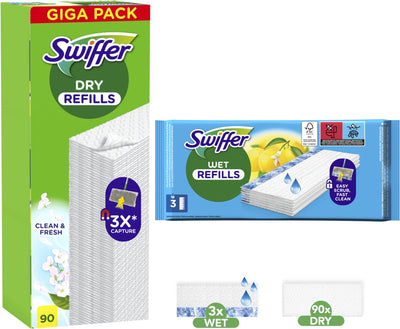 Swiffer Bodenreiniger Trockentücher 90 Stück + Feuchttücher 3 Stück