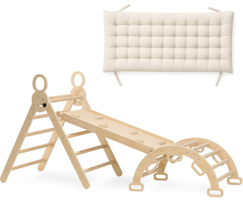 Deryan Luxus XXL Montessori faltbares Dreieck mit Kletterbogen, Schräge und Klettergerüstrutsche – inklusive Kissen 220x83x81cm