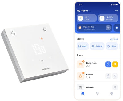 Netatmo Smart Thermostat Original – kabelloser Smart Thermostat – App-Steuerung, energiesparende Verbrauchseinsicht – Matter-kompatibel – funktioniert mit Apple Home, Google Home, Alexa Smartthings – Weiß