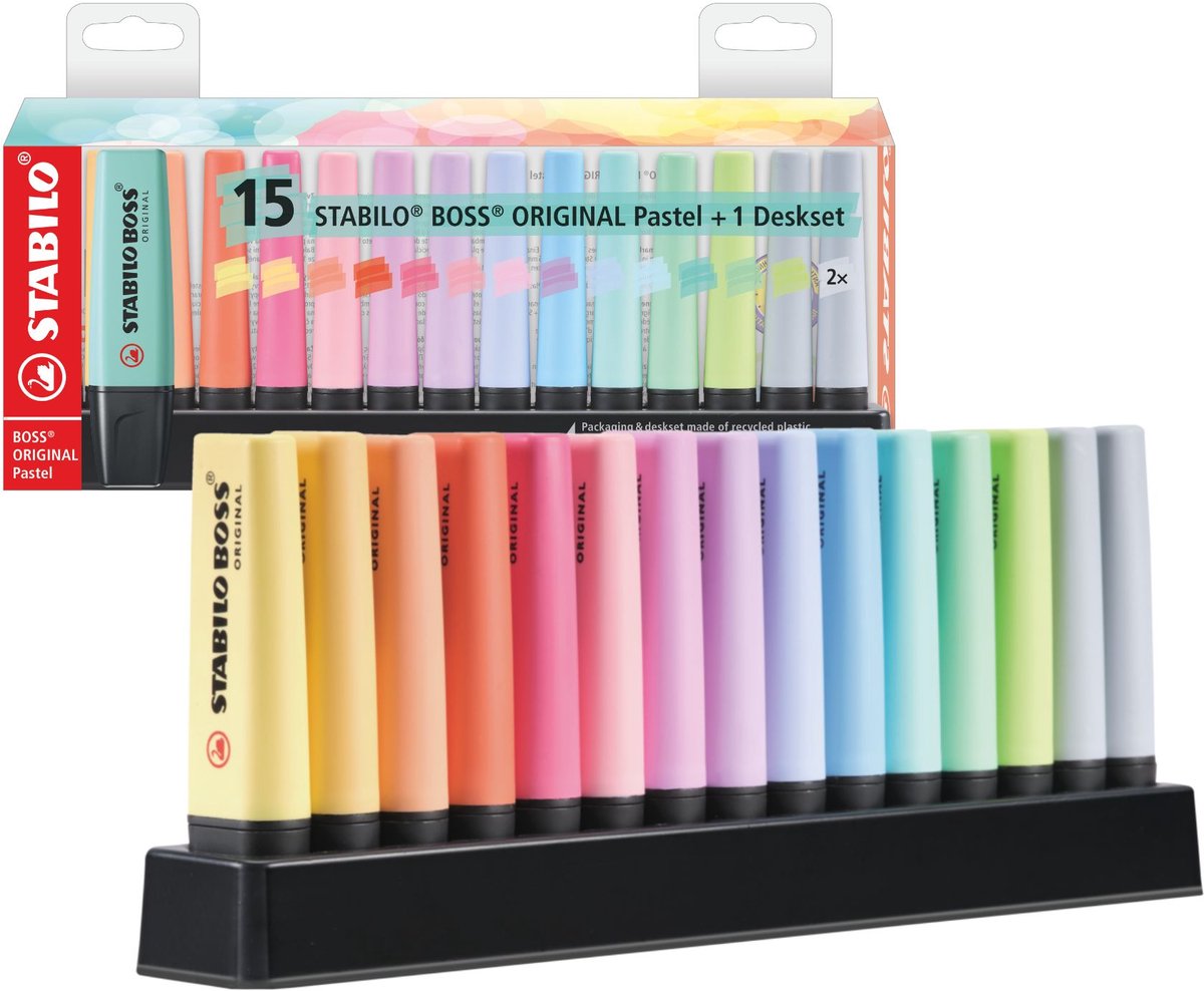 Stabilo Boss Original -Deskset Pastell, 15st.