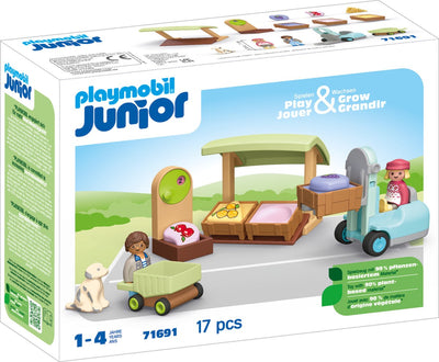 Playmobil 1.2.3. Bio -Marktstand und Gabelstapler 71691