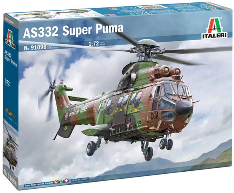 Italeri Modellbausatz Militärfahrzeuge – 91096 Eurocopter AS332 Super Puma – französischer Hubschrauber aus Kunststoff – 1:72 – Modellbau