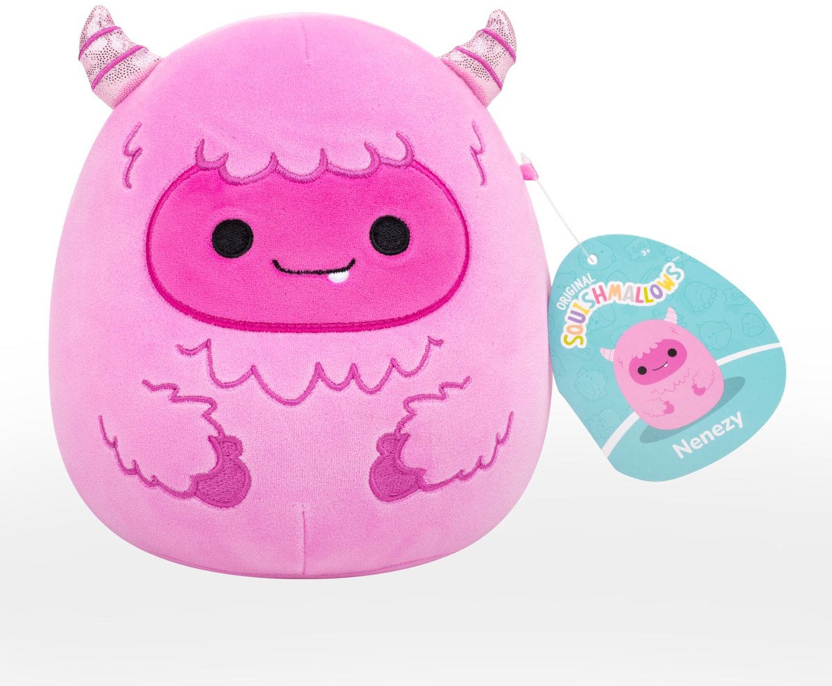 Jazwares Squishmallows – kleiner Plüsch (Nenezy – rosa Yeti) – 19 cm Plüsch