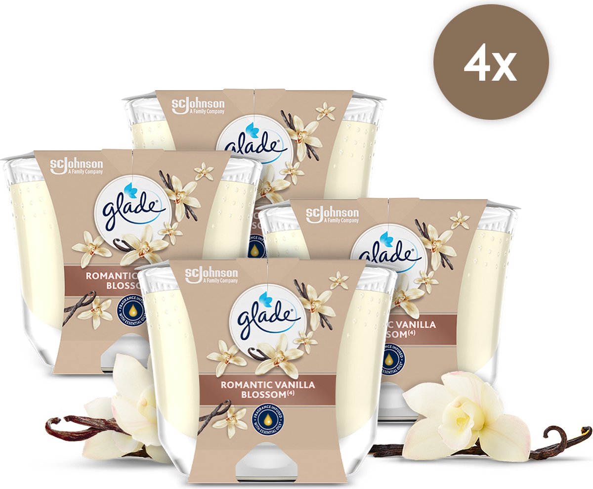 Glade langbrennende Kerze romantische Vanilleblüten 100 % Rapswachs