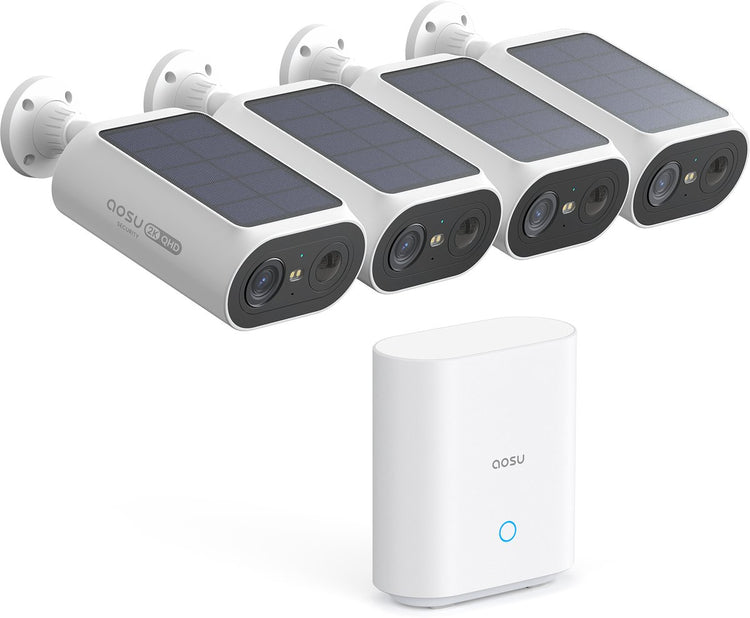 Aosu Solarcam P1 Se – 4 Sicherheitskameras mit 2K-Auflösung – Solarenergie – 2-Wege-Audio – KI